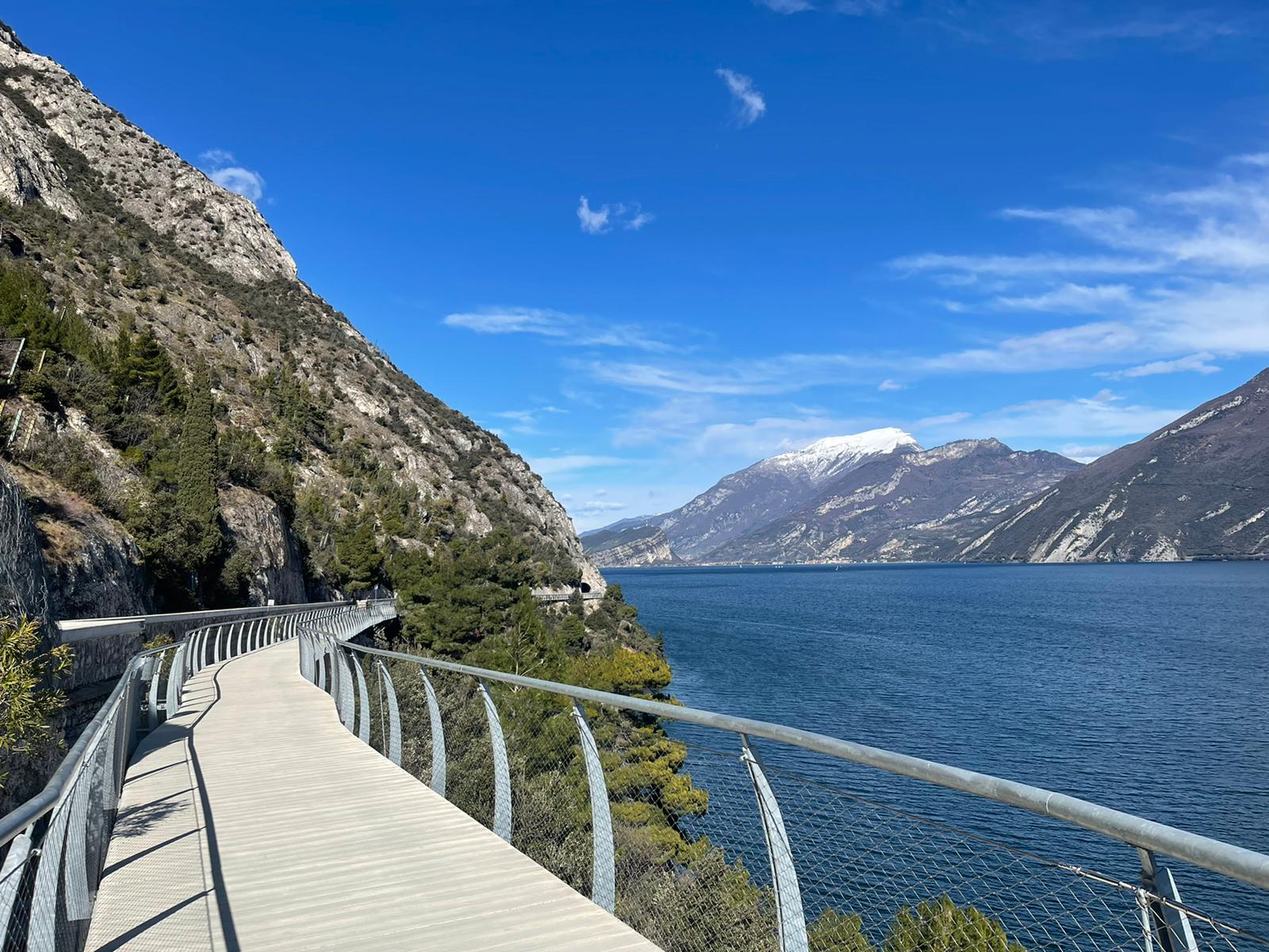 Ciclovia del Garda suspended above Lake Garda